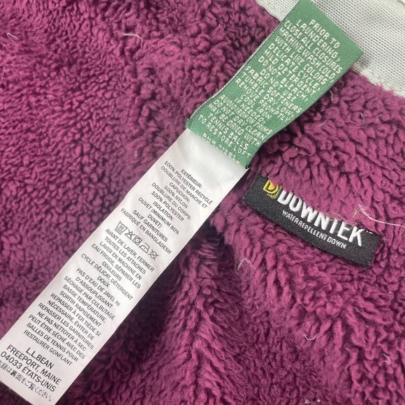 L.L. Bean Girls 8 Beans Down Puffer Jacket Colorblock Mauve Berry Winter Hooded - Picture 11 of 11